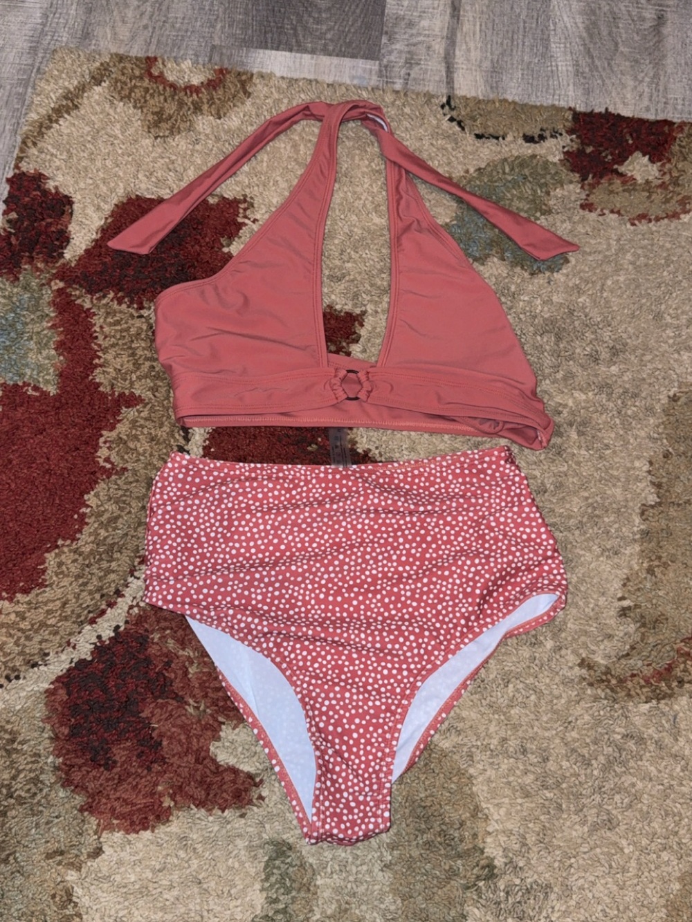 High-Waist Bikini Set in Dusty Rose